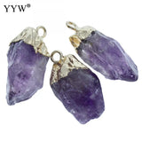 5Pcs Amethysts Pendant 15-37mm Charm Healing Crystal Necklace Finding
