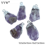 5Pcs Amethysts Pendant 15-37mm Charm Healing Crystal Necklace Finding