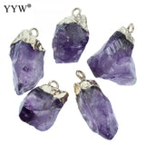 5Pcs Amethysts Pendant 15-37mm Charm Healing Crystal Necklace Finding