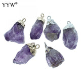 5Pcs Amethysts Pendant 15-37mm Charm Healing Crystal Necklace Finding