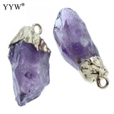 5Pcs Amethysts Pendant 15-37mm Charm Healing Crystal Necklace Finding