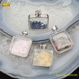 5Pcs Rose Quartz Lapis Stone Chip Square Pendant Necklace