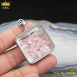 5Pcs Rose Quartz Lapis Stone Chip Square Pendant Necklace