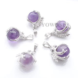 5Pcs Amethyst Pendants Round Ball Bead Dragon Claw Crystal Reiki Chakra Gift