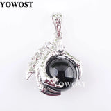 5Pcs Agate Pendants Round Ball Bead Dragon Claw Crystal Chakra Women Dangle