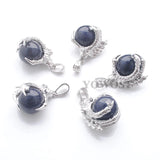 5Pcs Natural Stone Sand Pendants Round Ball Bead Dragon Claw Crystal