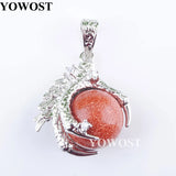 5Pcs Golden Sand Stone Dragon Claw Chakra Pendant