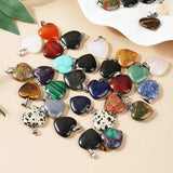 5Pcs/Lot Natural Stone Heart Charms Pendant 20mm For Jewelry Making
