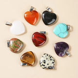 5Pcs/Lot Natural Stone Heart Charms Pendant 20mm For Jewelry Making