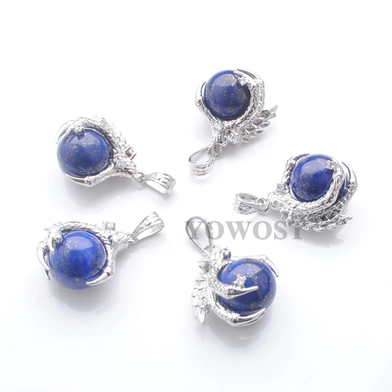Lapis Lazuli Dragon Claw Pendant Crystal Reiki Chakra Women Dangle