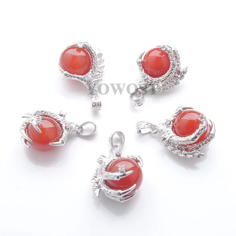 5Pcs Red Agate Dragon Claw Crystal Chakra Pendant