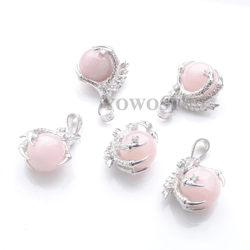 5Pcs Rose Quartzs Pendants Natural Stone Reiki Chakra Dangle Pendant