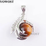 5Pcs Tigers Eye Round Ball Crystal Reiki Chakra Dangle Pendant
