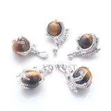5Pcs Tigers Eye Round Ball Crystal Reiki Chakra Dangle Pendant