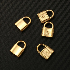 5Pcs Stainless Steel Hammered Padlock Charm Pendant DIY Lock Accessories