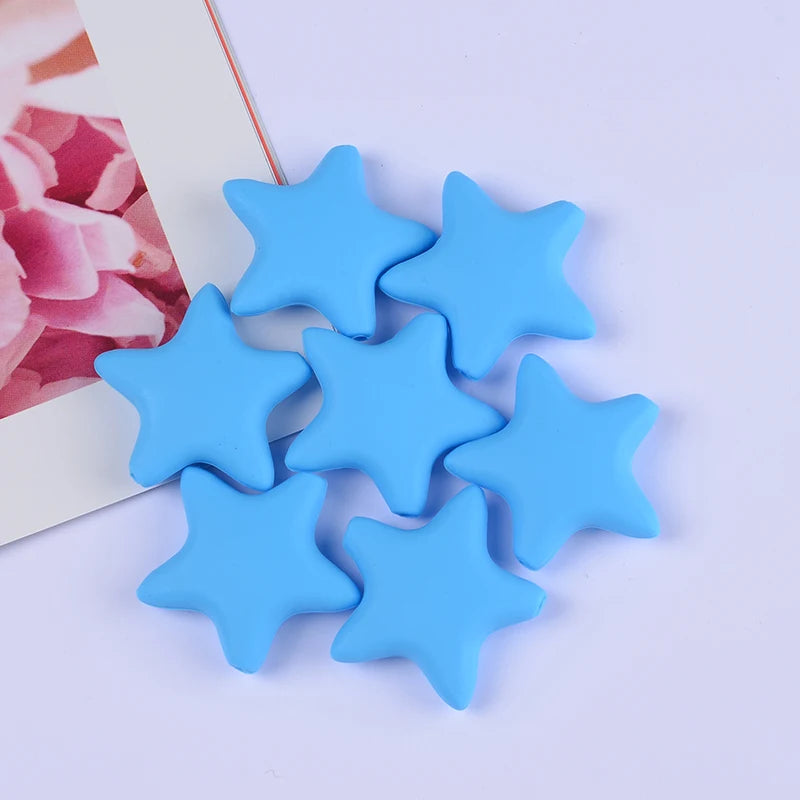5Pcs/Lot Stars Silicone Beads Pacifier Chain Necklace DIY Accessories