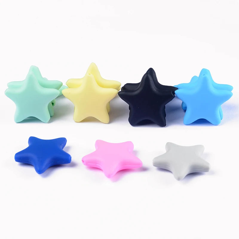 5Pcs/Lot Stars Silicone Beads Pacifier Chain Necklace DIY Accessories