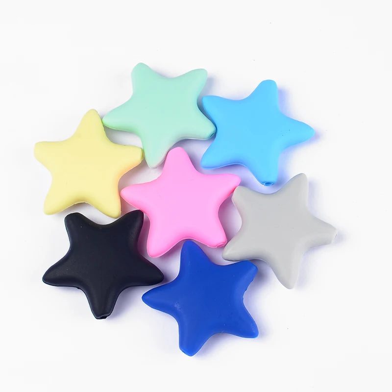 5Pcs/Lot Stars Silicone Beads Pacifier Chain Necklace DIY Accessories
