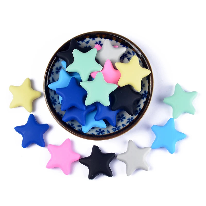 5Pcs/Lot Stars Silicone Beads Pacifier Chain Necklace DIY Accessories
