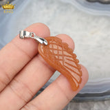 5Pcs Silver Plated Aventurine Angel Wings Pendant Charms