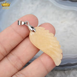 5Pcs Silver Plated Aventurine Angel Wings Pendant Charms