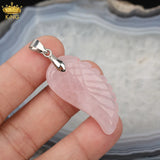5Pcs Silvery Howlite Roses Quartz Angel Wings Pendant Charms DIY Necklace