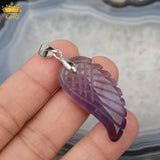 5Pcs Silvery Howlite Roses Quartz Angel Wings Pendant Charms DIY Necklace