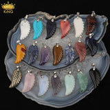 5Pcs Silvery Howlite Roses Quartz Angel Wings Pendant Charms DIY Necklace