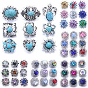 5Pcs/Lot Mixed Metal Crystal Snap Button Jewelry, Women's 18MM Snap Button
