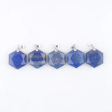5Pcs Reiki Lapis Lazuli Stone Pendant Polygon Shape Pendulum