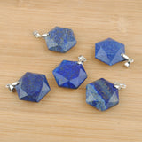 5Pcs Reiki Lapis Lazuli Stone Pendant Polygon Shape Pendulum