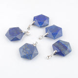 5Pcs Reiki Lapis Lazuli Stone Pendant Polygon Shape Pendulum