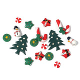 5Pcs Soft Pottery Christmas Charm Clay Snowman Christmas Tree Pendant