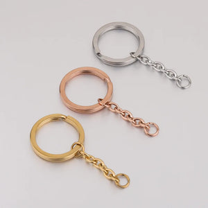 5Pcs Stainless Steel 25mm Key Chain Split Keyring Extender Chain