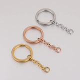 5Pcs Stainless Steel 25mm Key Chain Split Keyring Extender Chain
