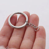 5Pcs Stainless Steel 25mm Key Chain Split Keyring Extender Chain