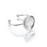 5Pcs/Lot Stainless Steel Adjustable Cabochons Rings Base Bezel Settings