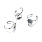 5Pcs/Lot Stainless Steel Adjustable Cabochons Rings Base Bezel Settings