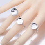 5Pcs/Lot Stainless Steel Adjustable Cabochons Rings Base Bezel Settings