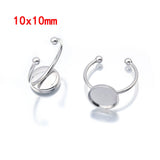 5Pcs/Lot Stainless Steel Adjustable Cabochons Rings Base Bezel Settings