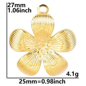 5Pcs Stainless Steel Boho Flower Charms Pendant for Jewelry Making