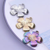 5Pcs Stainless Steel Boho Flower Charms Pendant for Jewelry Making