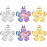 5Pcs Stainless Steel Boho Flower Charms Pendant for Jewelry Making