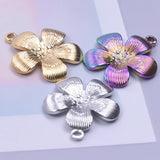 5Pcs Stainless Steel Boho Flower Charms Pendant for Jewelry Making