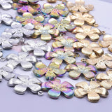 5Pcs Stainless Steel Boho Flower Charms Pendant for Jewelry Making