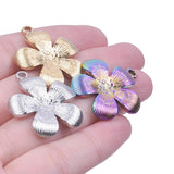 5Pcs Stainless Steel Boho Flower Charms Pendant for Jewelry Making
