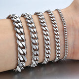 5Pcs/Lot Stainless Steel Bracelet Basic Punk Cuban Link Chain Jewelry