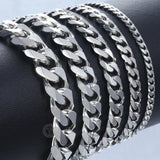 5Pcs/Lot Stainless Steel Bracelet Basic Punk Cuban Link Chain Jewelry