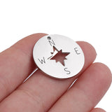 5Pcs Stainless Steel Compass Pendant Necklace DIY Jewelry Charms