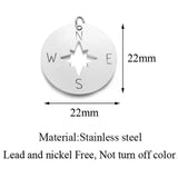 5Pcs Stainless Steel Compass Pendant Necklace DIY Jewelry Charms
